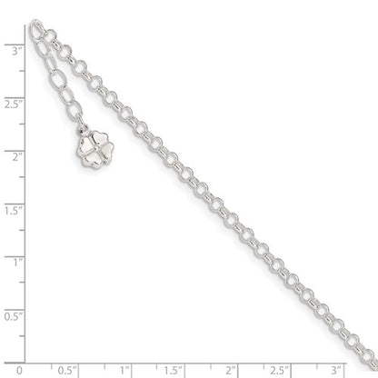 Sterling Silver Four Leaf Clover Anklet