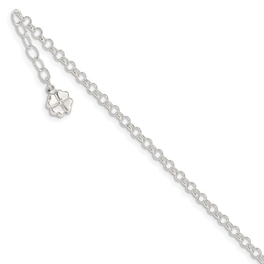 Sterling Silver Four Leaf Clover Anklet