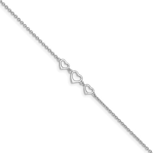 Sterling Silver Triple Heart Anklet