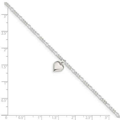 Sterling Silver Hanging Heart Anklet