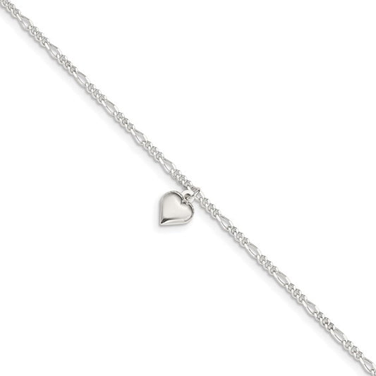 Sterling Silver Hanging Heart Anklet