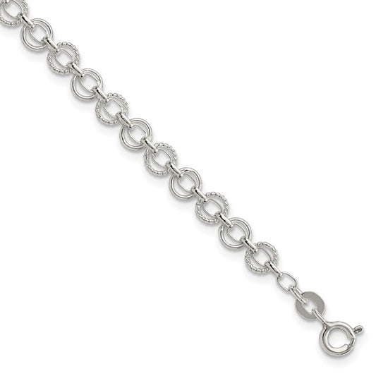 Sterling Silver Fancy Circle Bracelet