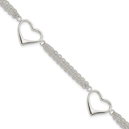 Sterling Silver Stranded Heart Bracelet
