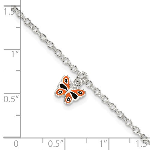 Sterling Silver Children's Enameled Butterfly Bracelet