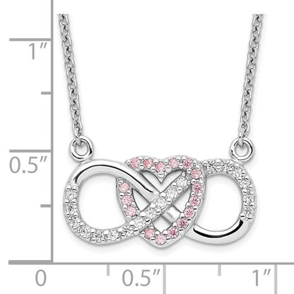 Sterling Silver CZ Infinity Heart Necklace