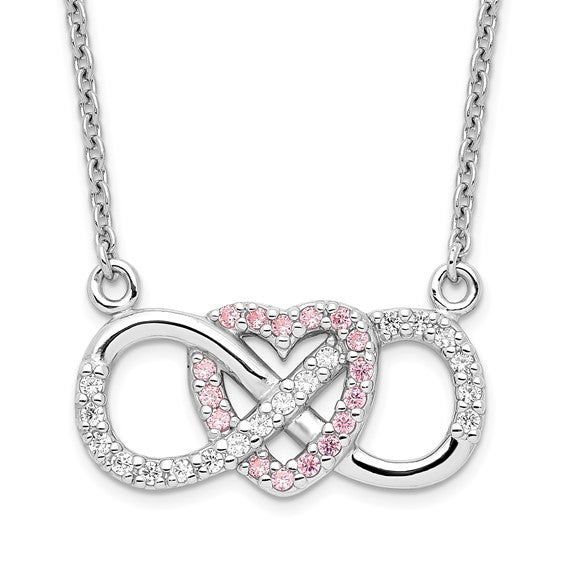 Sterling Silver CZ Infinity Heart Necklace