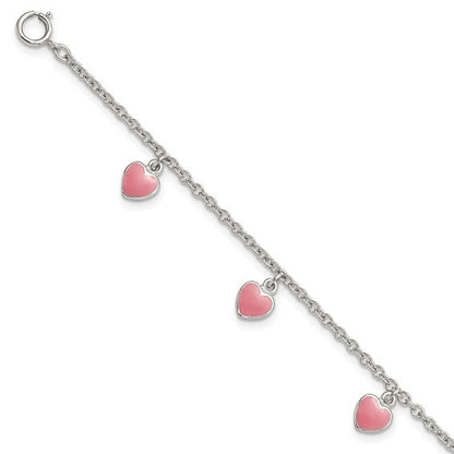 Sterling Silver Children's Enameled Heart Bracelet