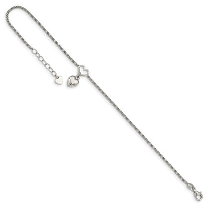 Sterling Silver Dangling Heart Anklet