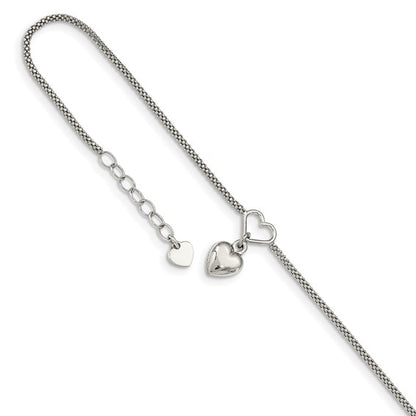 Sterling Silver Dangling Heart Anklet