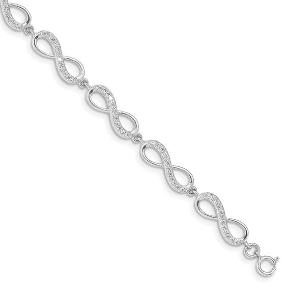 Sterling Silver CZ Infinity Bracelet