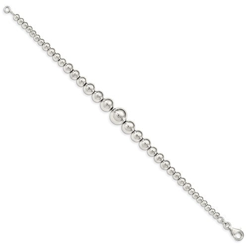 Sterling Silver Graduated Beads Bracelet 7.5 Inches