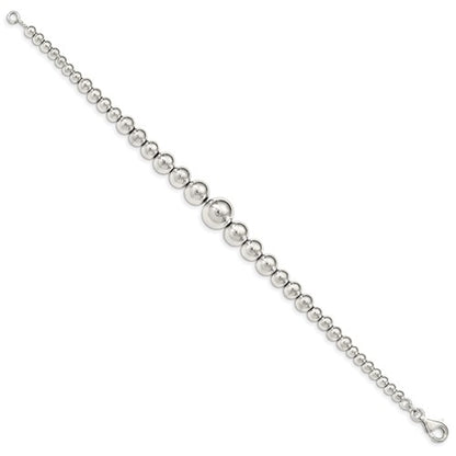 Sterling Silver Graduated Beads Bracelet 7.5 Inches