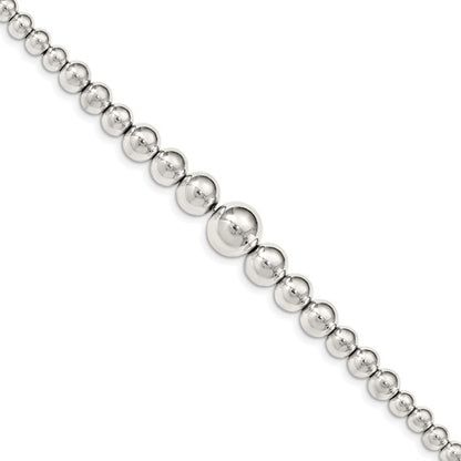 Sterling Silver Graduated Beads Bracelet 7.5 Inches