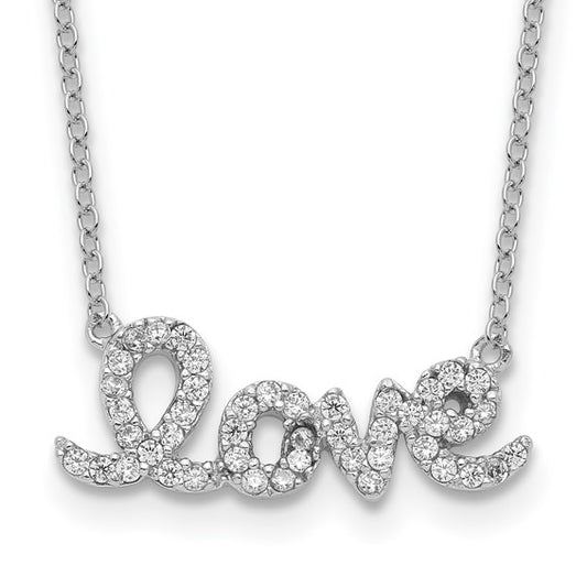 Sterling Silver CZ Love Necklace