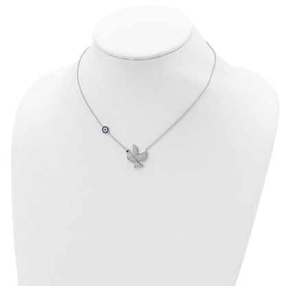 Sterling Silver CZ Dove & Eye Necklace