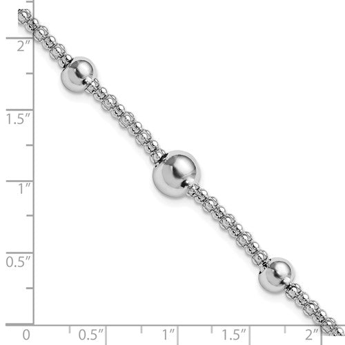 Sterling Silver Rhodium-Plated Beaded Popcorn Bracelet 8 Inches