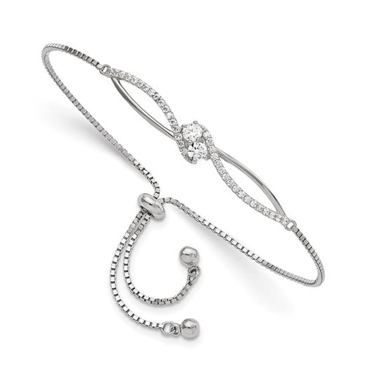 Sterling Silver CZ Adjustable Bracelet