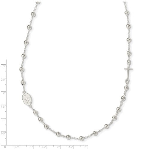 Sterling Silver Rosary Necklace 20 Inches w/ 1.75 Inch Extension