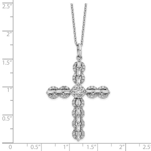 Sterling Silver CZ Cross Necklace