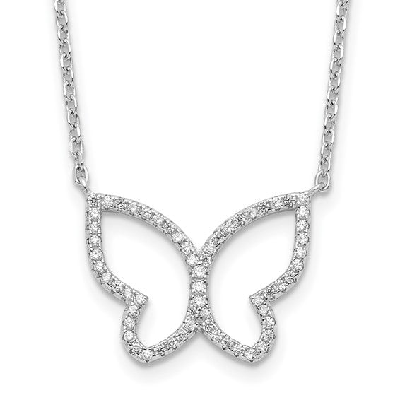 Sterling Silver CZ Butterfly Necklace