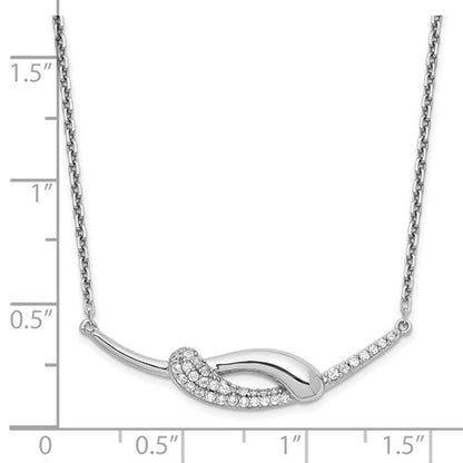 Sterling Silver CZ Fancy Bar Necklace