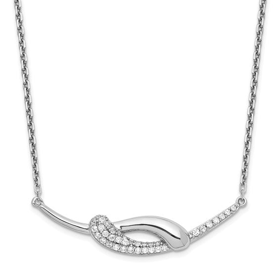 Sterling Silver CZ Fancy Bar Necklace