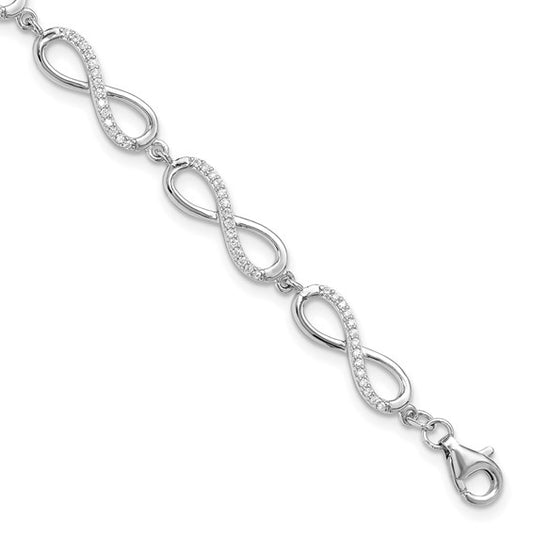 Sterling Silver CZ Infinity Bracelet