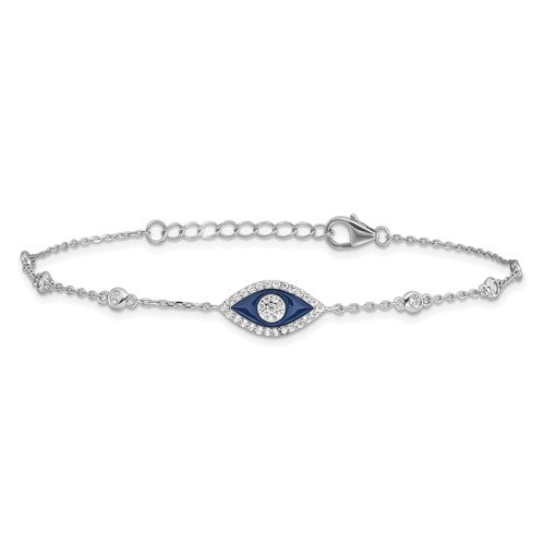 Sterling Silver Enameled CZ Eye Bracelet