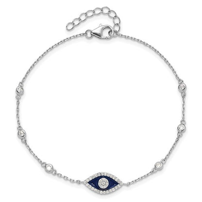 Sterling Silver Enameled CZ Eye Bracelet