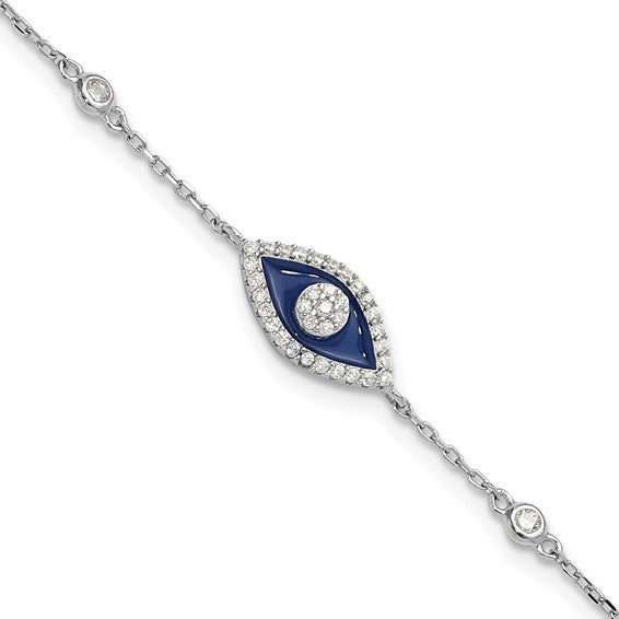 Sterling Silver Enameled CZ Eye Bracelet