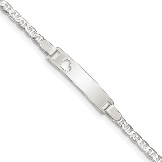 Sterling Silver Cut-Out Heart Anchor Link ID Bracelet