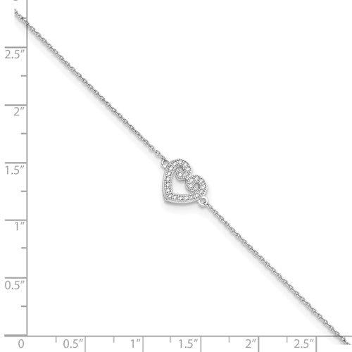 Sterling Silver CZ Heart Anklet