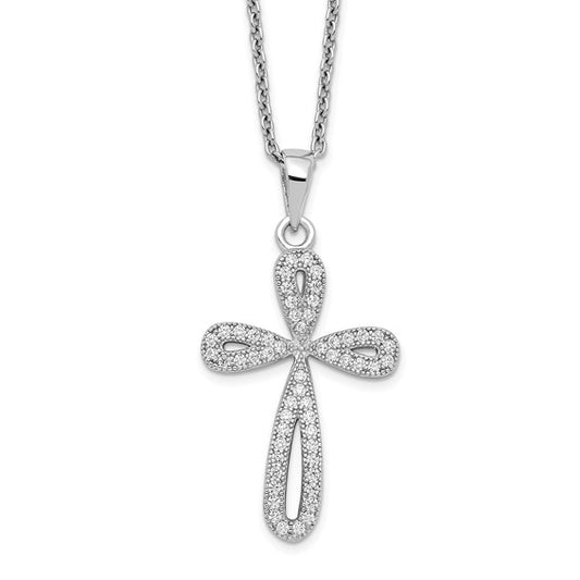 Sterling Silver CZ Cross Necklace