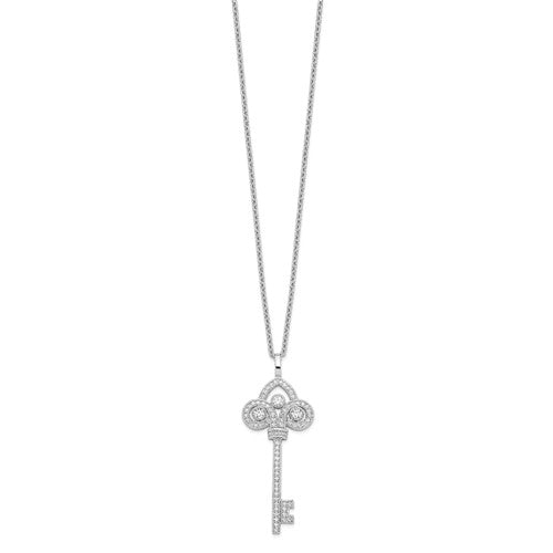 Sterling Silver CZ Key Necklace