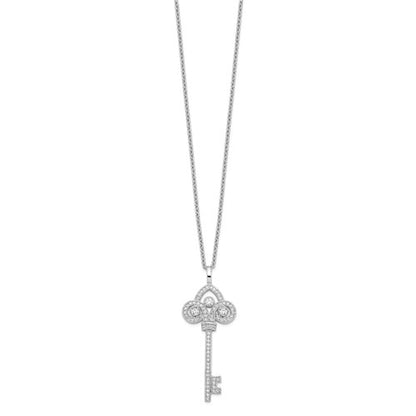 Sterling Silver CZ Key Necklace