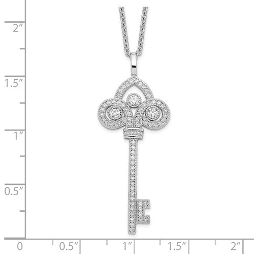 Sterling Silver CZ Key Necklace