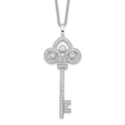 Sterling Silver CZ Key Necklace