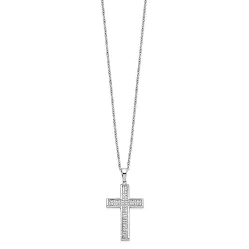 Sterling Silver CZ Micro Pave Cross Necklace