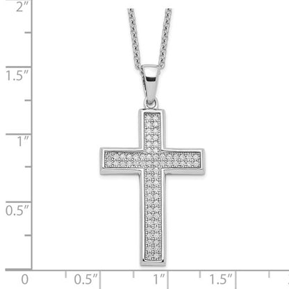 Sterling Silver CZ Micro Pave Cross Necklace