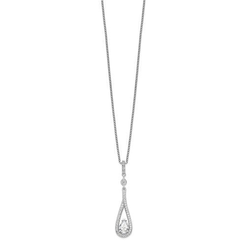 Sterling Silver CZ Teardrop Necklace