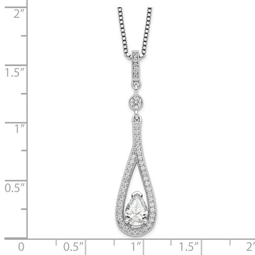 Sterling Silver CZ Teardrop Necklace