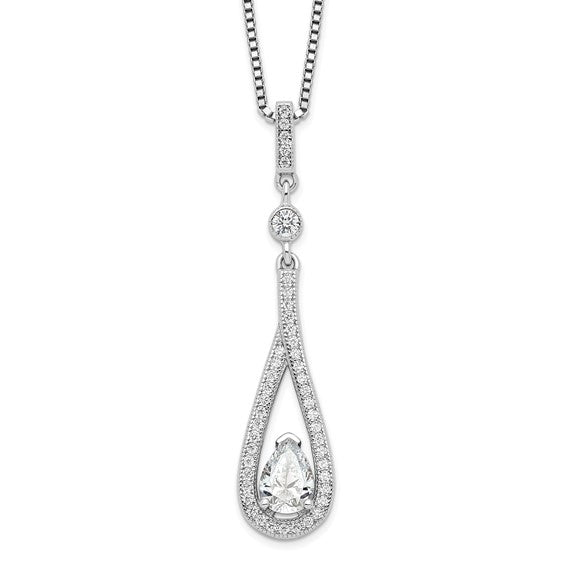 Sterling Silver CZ Teardrop Necklace