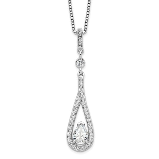 Sterling Silver CZ Teardrop Necklace