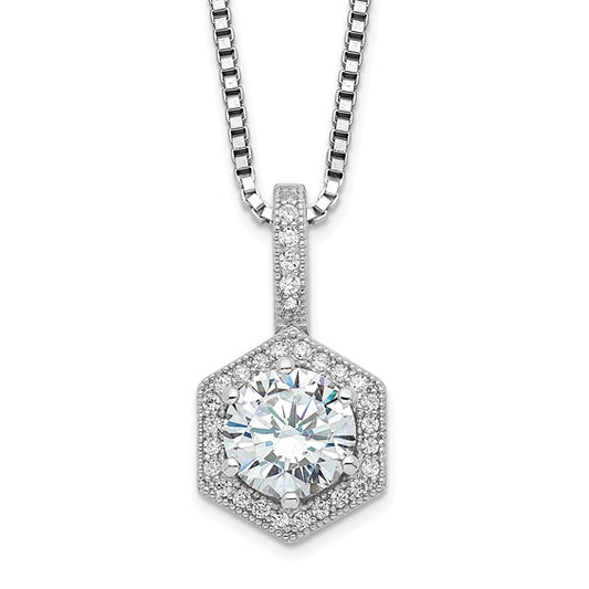 Sterling Silver CZ Halo Necklace