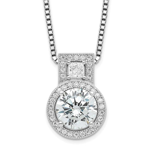 Sterling Silver CZ Halo Necklace