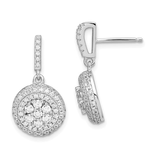 Sterling Silver CZ Dangling Post Earrings