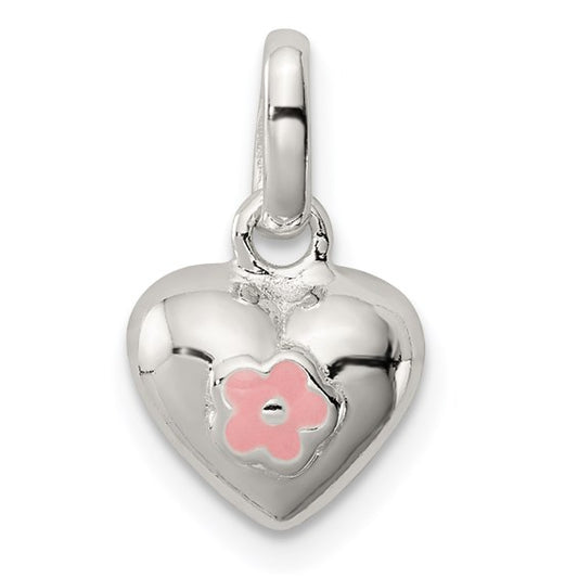 Sterling Silver Enameled Puffed Heart Charm