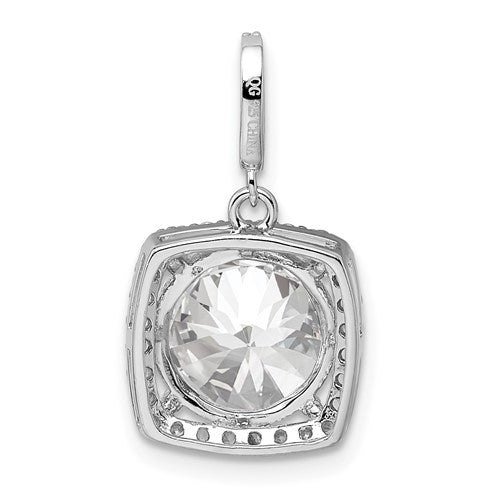 Sterling Silver Rhodium-Plated CZ Halo Pendant