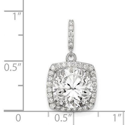 Sterling Silver Rhodium-Plated CZ Halo Pendant