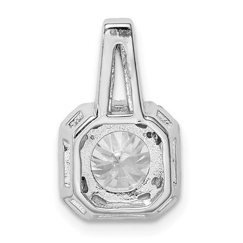 Sterling Silver Rhodium-Plated CZ Halo Pendant